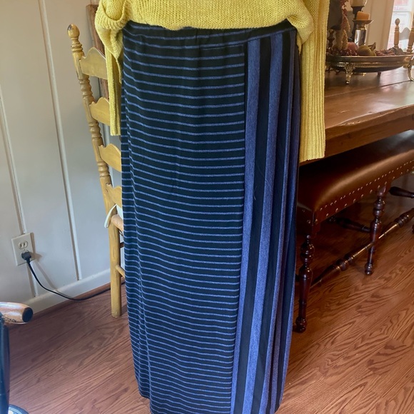 Habitat Black and Gray Striped Maxi Skirt LG - Picture 1 of 11